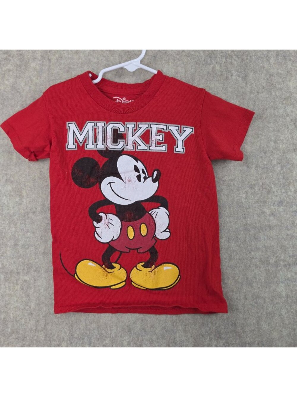 Disney Kid Mickey Mouse Red Short Sleeve Graphic T-Shirt Cotton XS Cartoon Print